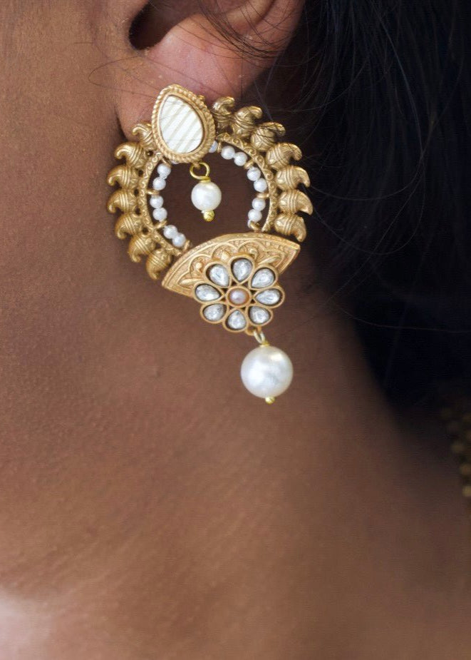 Grand Royal Peacock Micron Gold Plated Haram Necklace Set - MR Jewels